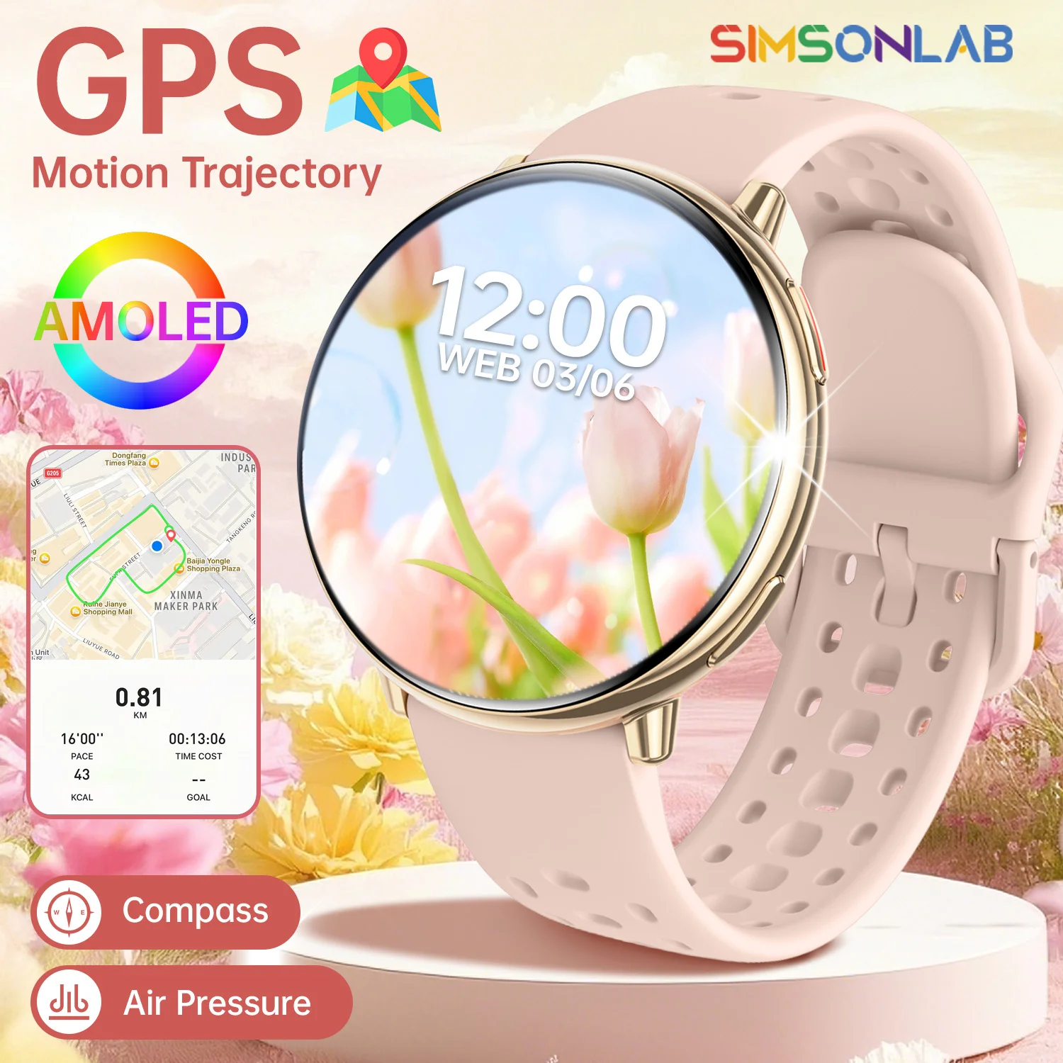 SIMSONLAB جديد نظام تحديد المواقع ساعة ذكية 1.43 AMOLED لهواوي ساعة 5 AI GPT البوصلة IP68 مقاوم للماء بلوتوث دعوة متعددة الرياضة ساعة الرجال