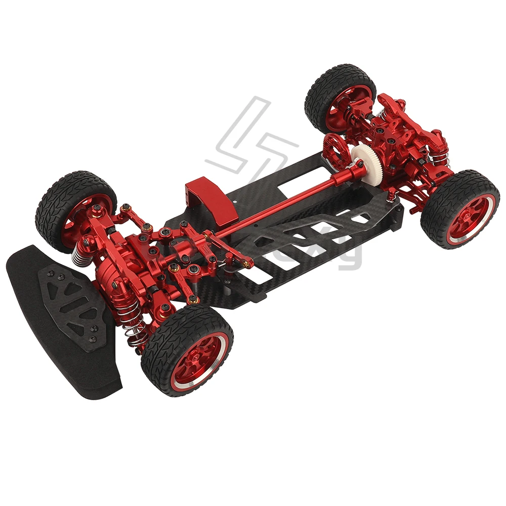 Metal Alloy & Carbon Fiber Frame Chassis with Shock Absorbers Wheels Belt Drive For Tamiya TT02 TT-02 1/10 RC Car Upgraded Parts