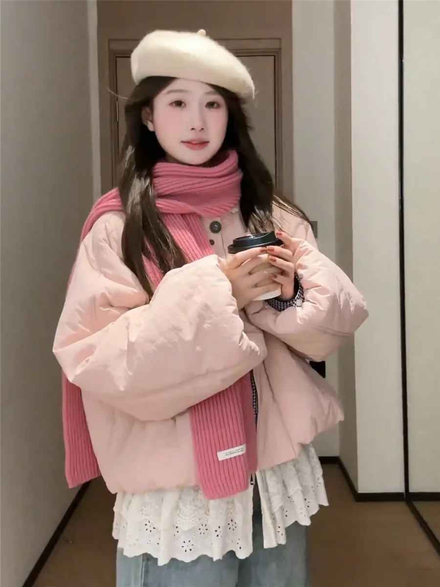 

Women's Short Thickened Cotton Jacket Stand Collar Sleeveless Casual Loose Fit Slimming Cotton Coat for Autumn Winter