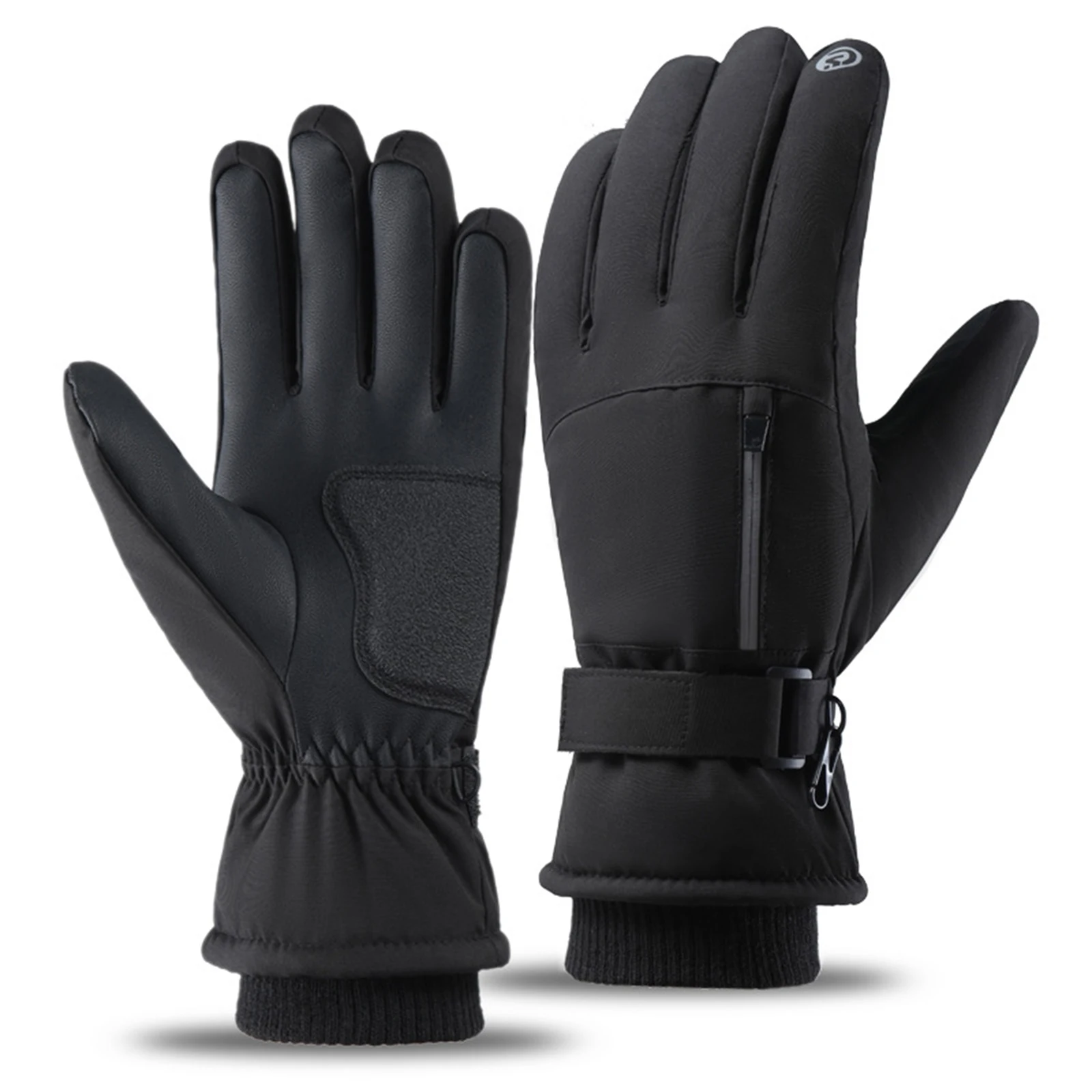Guanti da sci invernali Guanti da snowboard touchscreen antiscivolo impermeabili caldi con tasca portaoggetti con cerniera per sport invernali all'aria aperta