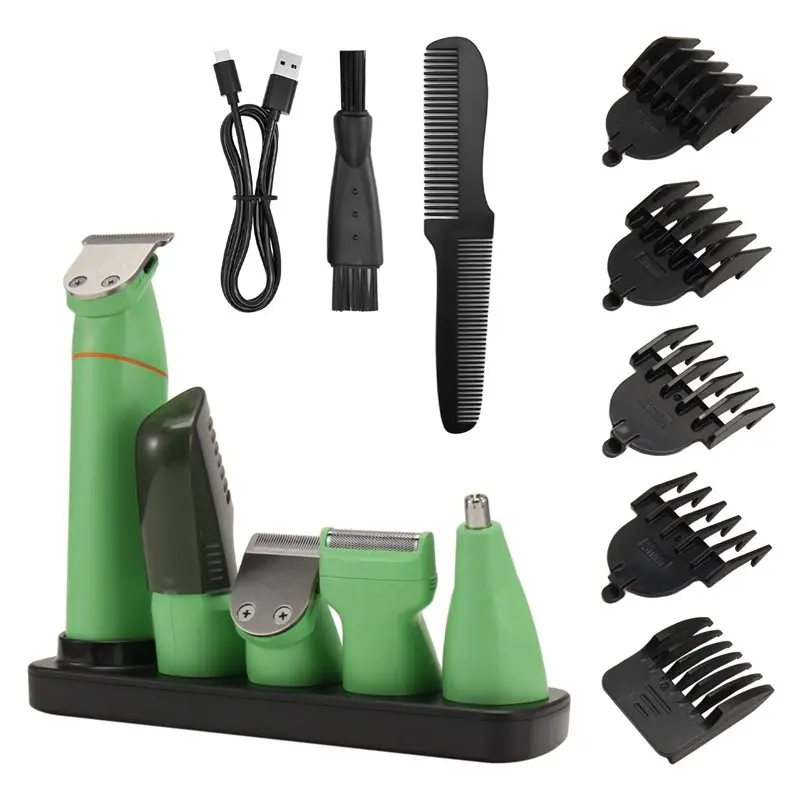 A02V-For Men' S 5-In-1 Hair Clipper Set Full Body Washable Beard Trimmer Electric Shaver Nose Hair Remover For Men