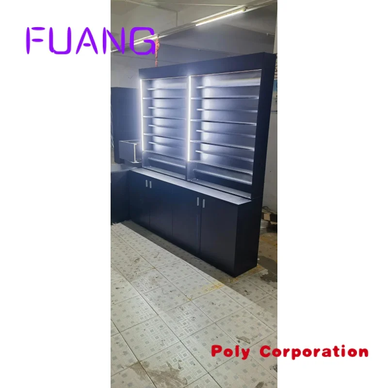 2023 Mais Recente Estilo Francês Clássico LED Cabelo Preto Display Rack Display Stand Mobile Display 10 Anos de Garantia