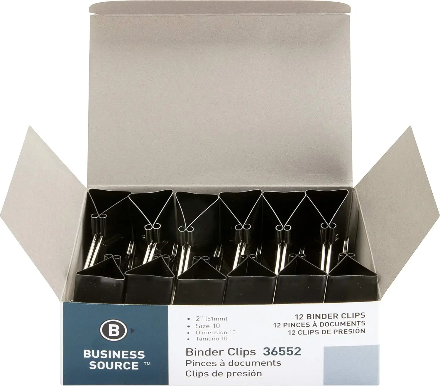 

Fold-Back Binder Clips, Large, Black, Pack of 12 for Securing Paper Up to 1 Inch