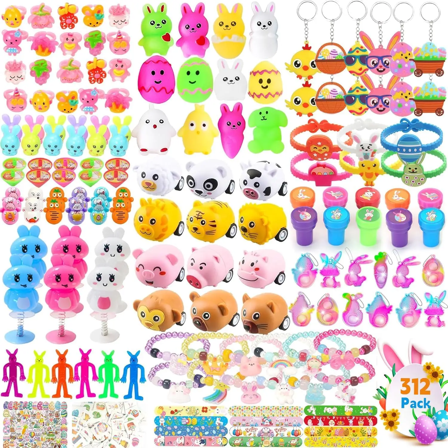 

312PCS Easter Egg Fillers, Basket Stuffers, Party Favors for Easter Toy Gifts and Decorations
