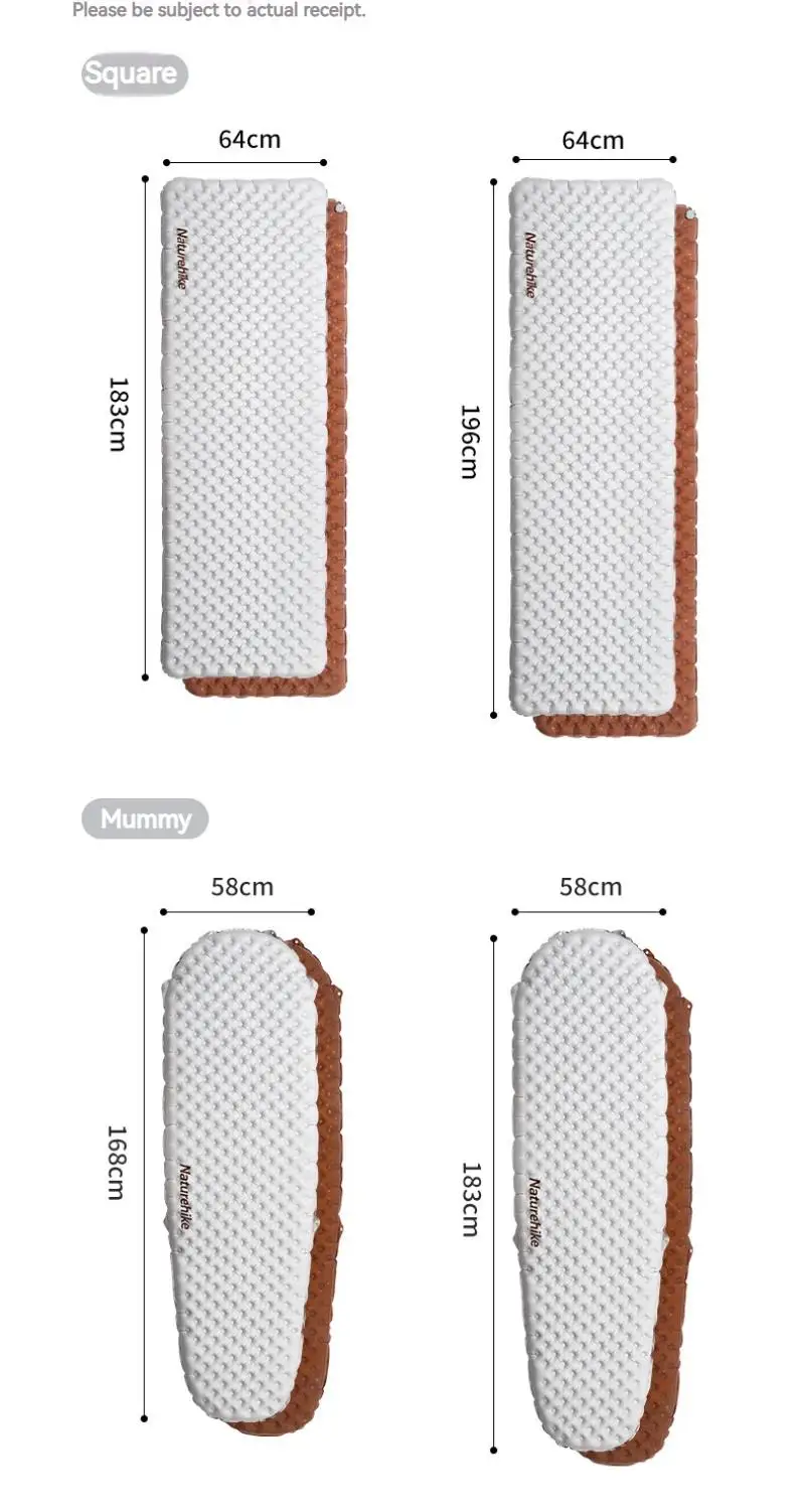 Naturehike Tuye Serie Ultraleichte Aufblasbare Matte mit Hohem R-Wert Luftkissen Quadratisch/Mumienschlafsack für Outdoor Camping Wandern Schlafunterlage – Detail 19