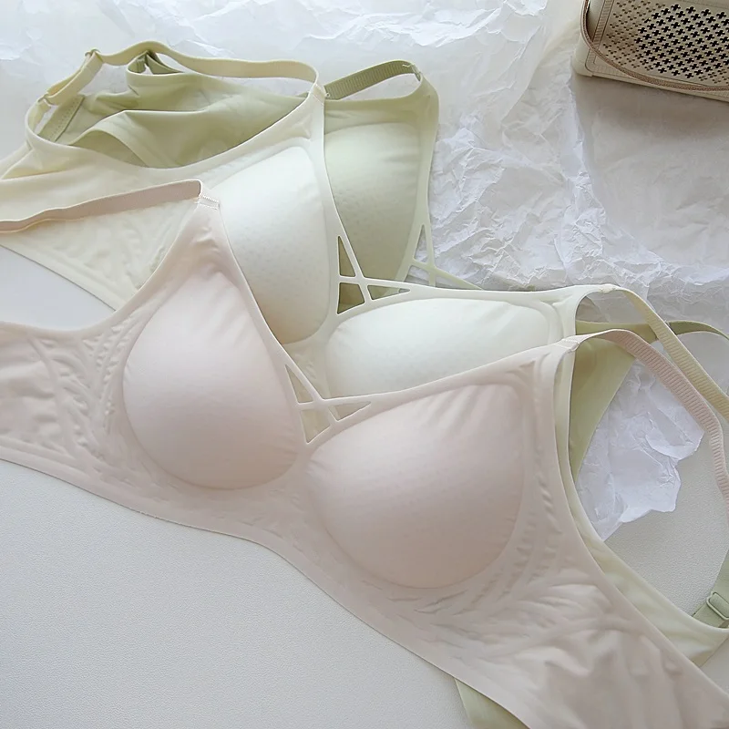 Summer breathable cool feeling milk silk jelly soft support underwear sexy non-marking non-steel ring bra