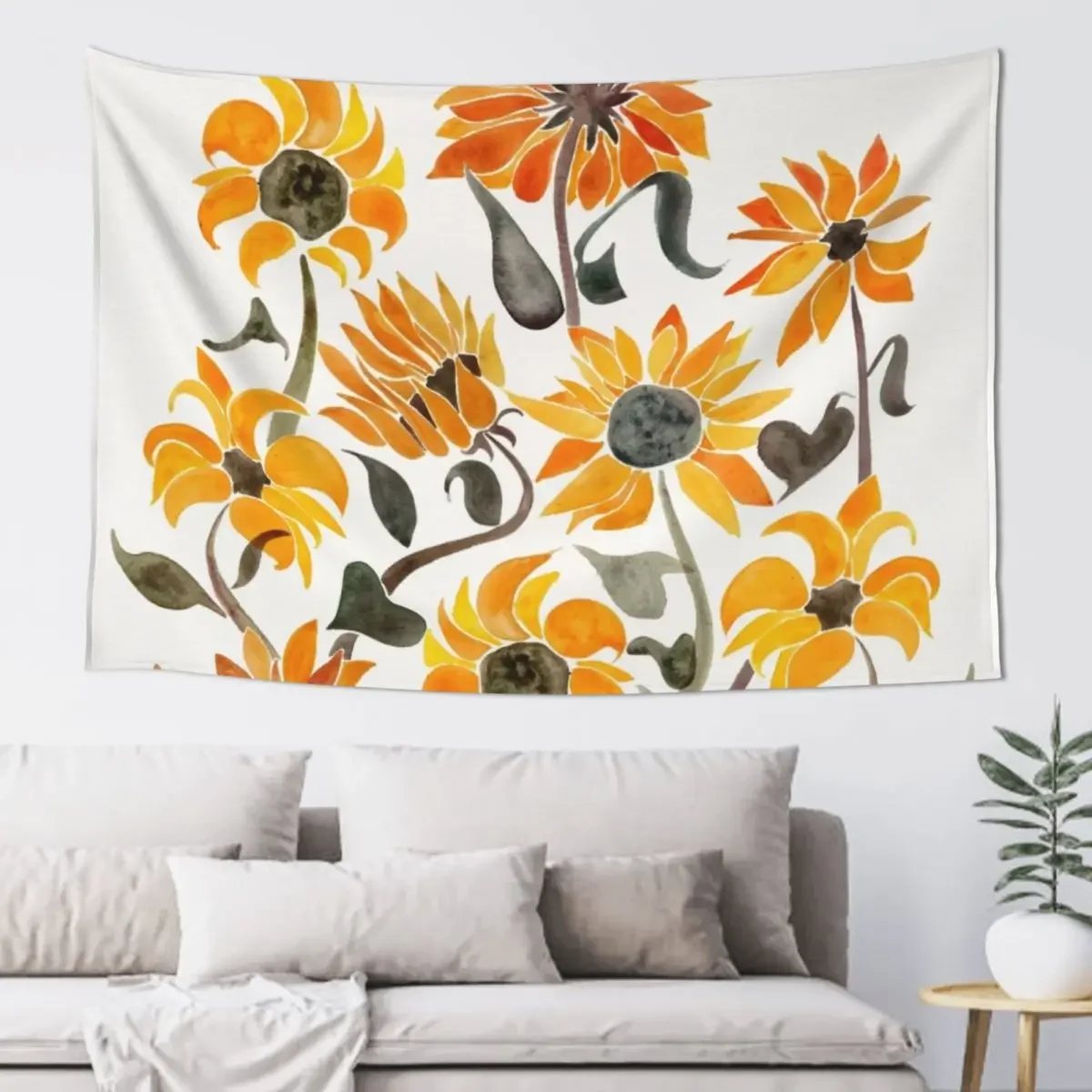 

Sunflower Watercolor – Yellow & Black Palette Tapestry Bathroom Decor Decoration Bedroom Tapestry
