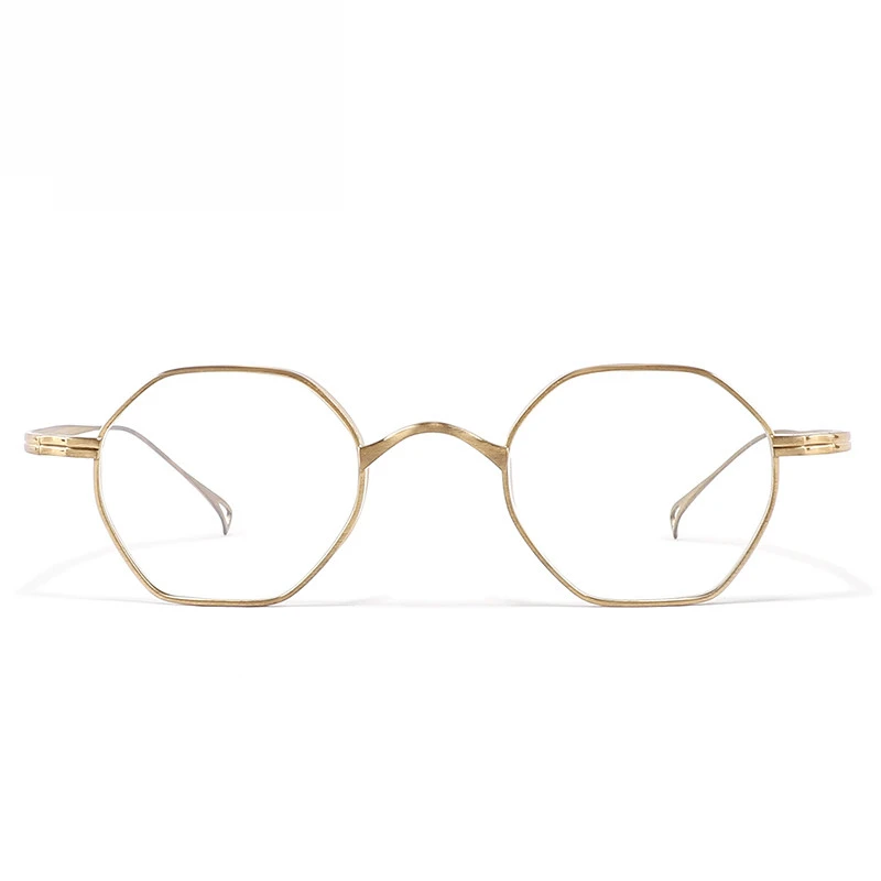 Top Quality Titanium Trendy Polygon Glasses Frame Men Vintage Ultralight Eyeglasses Women Japanese Handmade Retro Unisex Eyewear