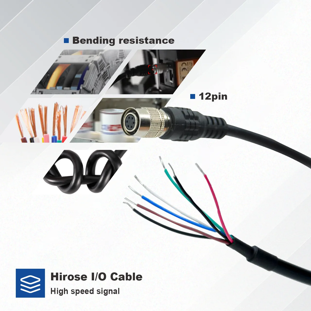 

Low Cost 12Pin Power Supply 1.5m 5m 10m Aviation Connector I/O Hirose Soft Cable for Industrial Camera