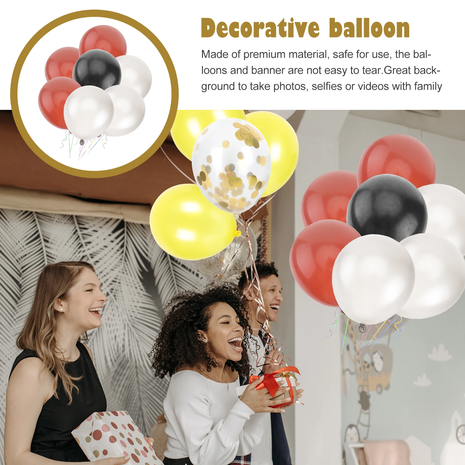

48pcs Balloons Set It's Your Birthday Banner Latex Black Brown Grey 12 Inch for House Outdoor Bunting Balloons