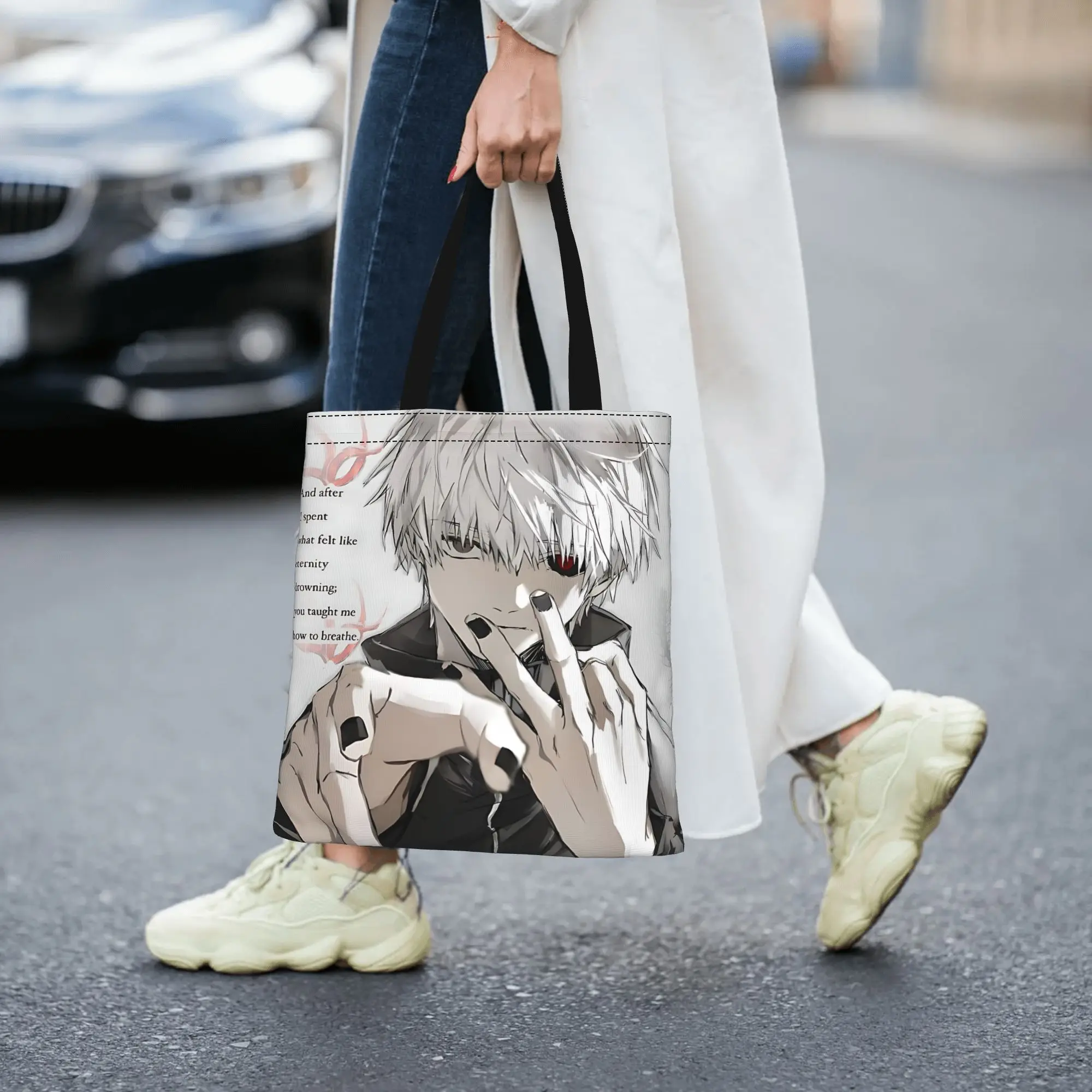 Fashion Halloween Tokyo Ghoul Kaneki Women's Bag Shopping Bag  Canvas Tote Bag Women'S Shoulder Handbag Christmas Gift