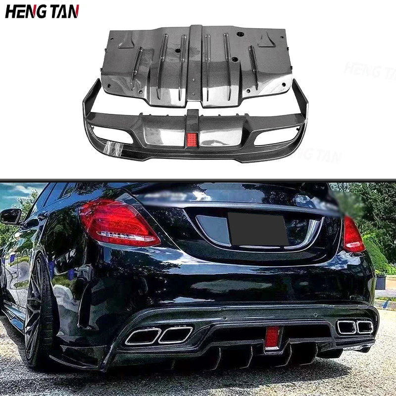 

For Mercedes Benz C Class AMG W205 C43 C63 4 Doors C200 C220 C260L Carbon Fiber Car Rear Bumper Lip Diffuser Spoiler IMP Style