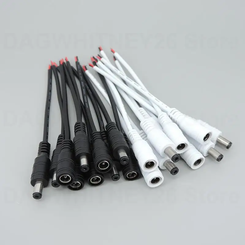 5.5x2.1mm DC Male Female Power Plug Cable Jack Adapter Connector Wire for CCTV Single Color 3528 5050 LED Tape Light