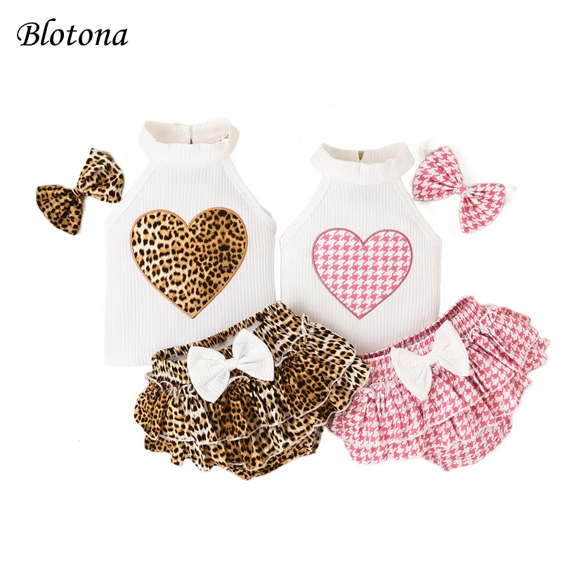 

Blotona Baby Girls Casual Shorts Set, Sleeveless Ribbed Tops and Leopard Print PP Shorts Headband Sets Summer Outfits 0-24Months