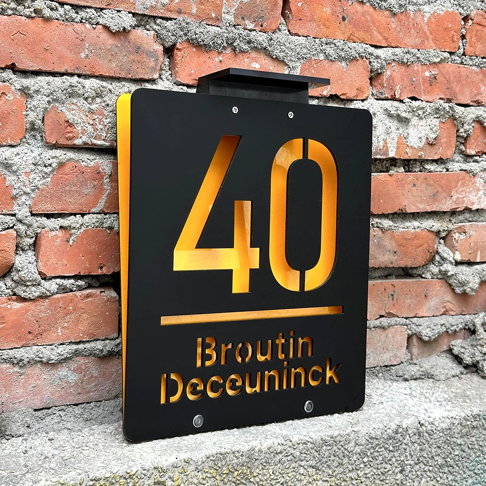 Spersonalizowany znak numeru domu Światło LED Podświetlane laserowo wycinane płyta akrylowa Adres zewnętrzny Numer imienia rodziny Solar HouseSign