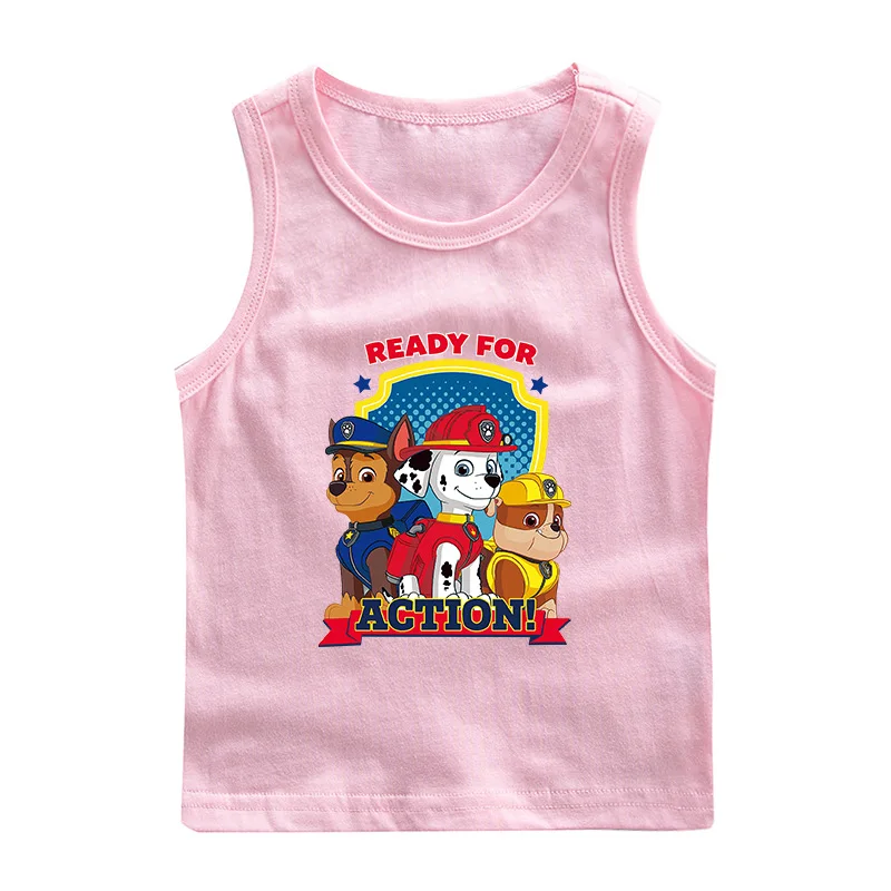 Paw Patrol Cotton T-shirt for Chlidren Girl Clothes Spin Master Vest Kids Clothing for Boys Tops Anime Printed Fashionable Tees