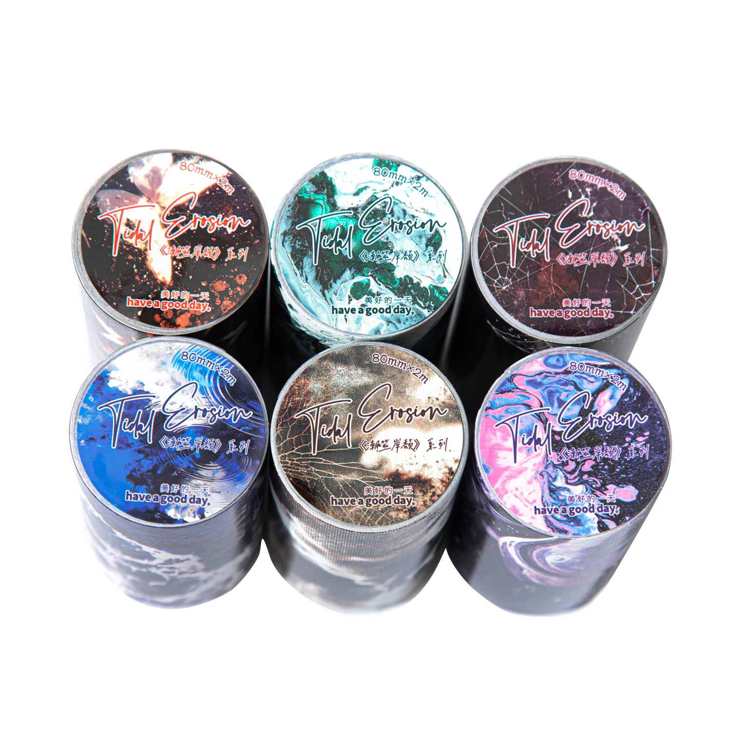 เทปกาวตกแต่ง 1 ชิ้น/ล็อต ลายคลื่นน้ำกัดเซาะชายฝั่ง สำหรับไดอารี่ เทปมาส์กกิ้ง สมุดบันทึกสไตล์ญี่ปุ่น