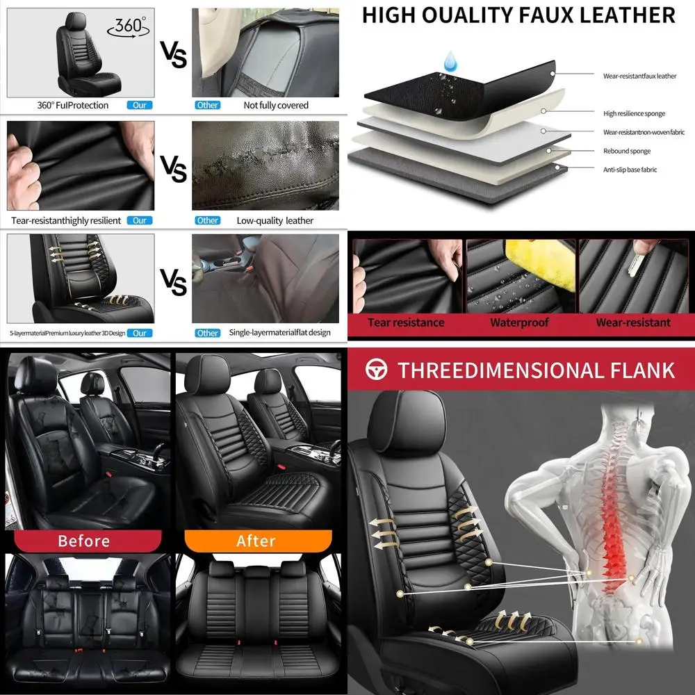 

Fit Wrangler Car Seat Covers for Jeep Wrangler JK JL 4-Door 2007-2025 - Upgraded Premium Waterproof & Breathable Leather, Airbag