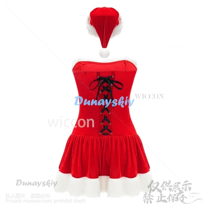 Anime Natale Costume Cosplay Donne di alta qualità Sexy Velluto rosso Vestito da festa Calze Babbo Natale Cosplay Lolita Personalizzato