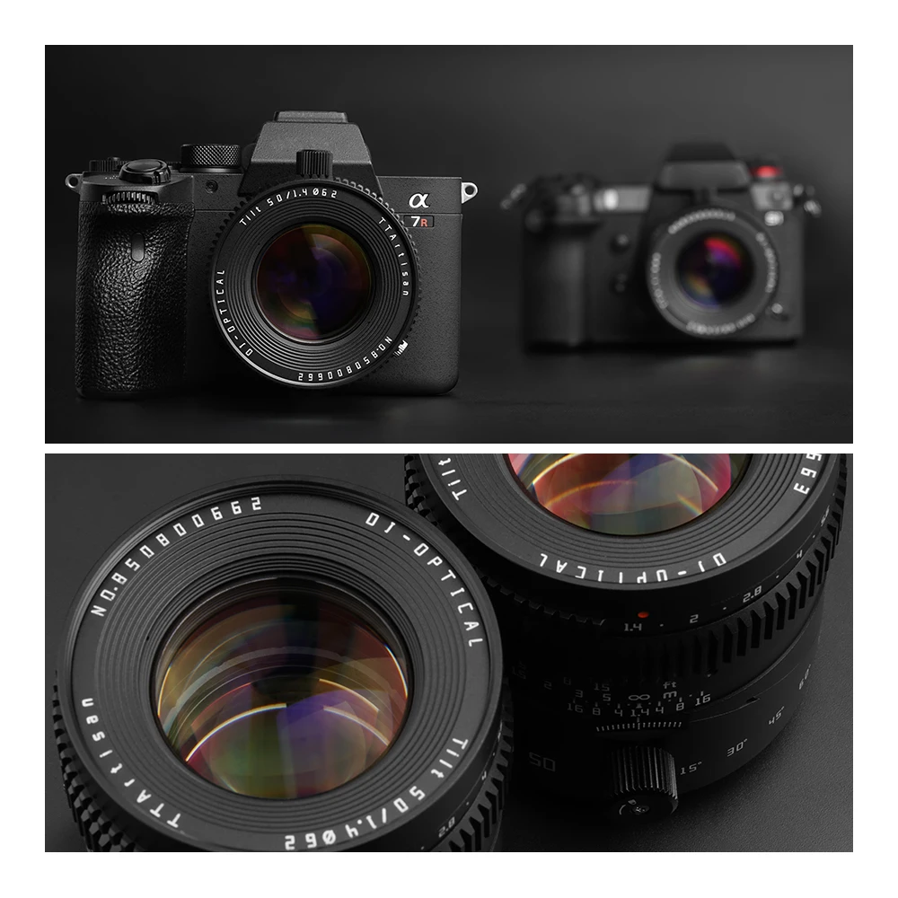 TTartisan 50mm F1.4 lentille inclinable plein cadre MF lentille de changement de vitesse inclinable pour Fuji X RF Leica Sigma L Mount SONY E Mount caméras A7 IV A7SIII