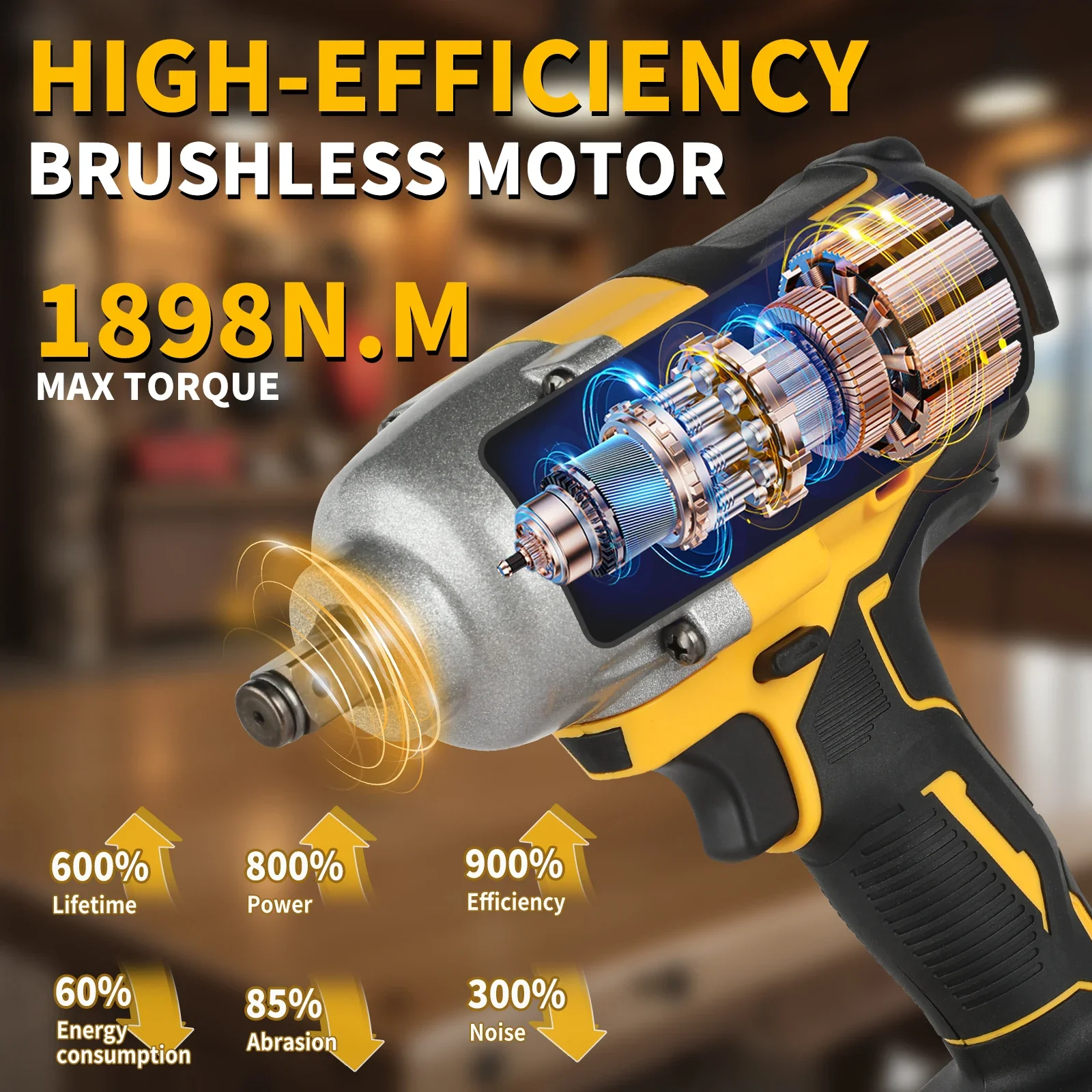 Superpan 1/2 herramientas eléctricas de batería Universal llave de impacto DCF900 20v llave de impacto inalámbrica, pistola de impacto sin escobillas de alto torque