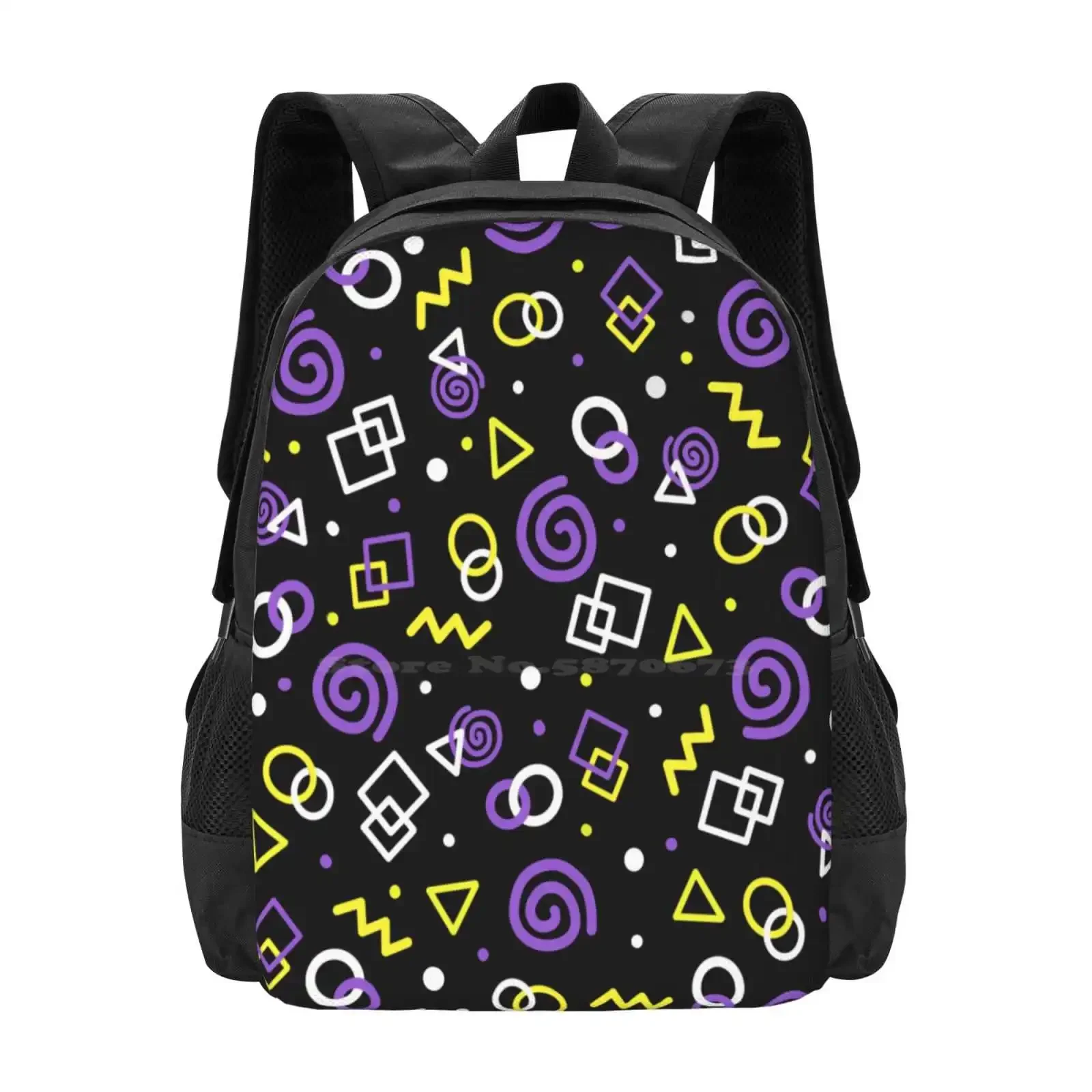 

Nonbinary Acarde Carpet Design Hot Sale Schoolbag Backpack Fashion Bags Gay Pride Enby Pride Nonbinary Pride Arcade Carpet Lgbt