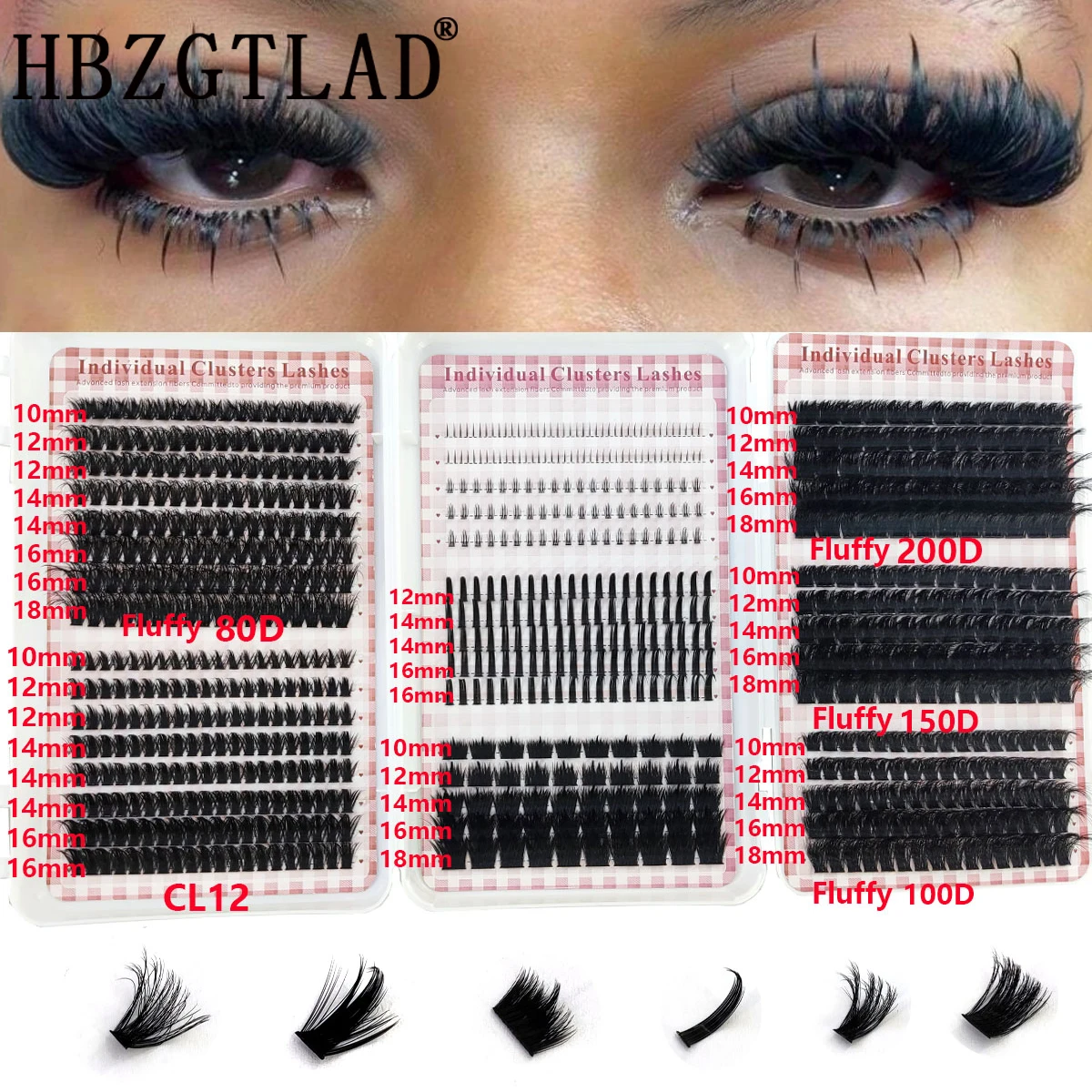 60D-200D Bottom and Pointed Eyelash Clusters Volume 5D Fluffy Clusters Manga Eyelash  Single Eyelash Cluster Extended Pointed Ey