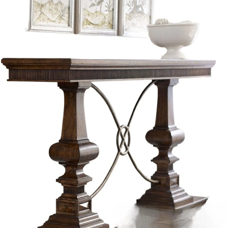 American solid wood entrance table French creative retro entrance entrance table