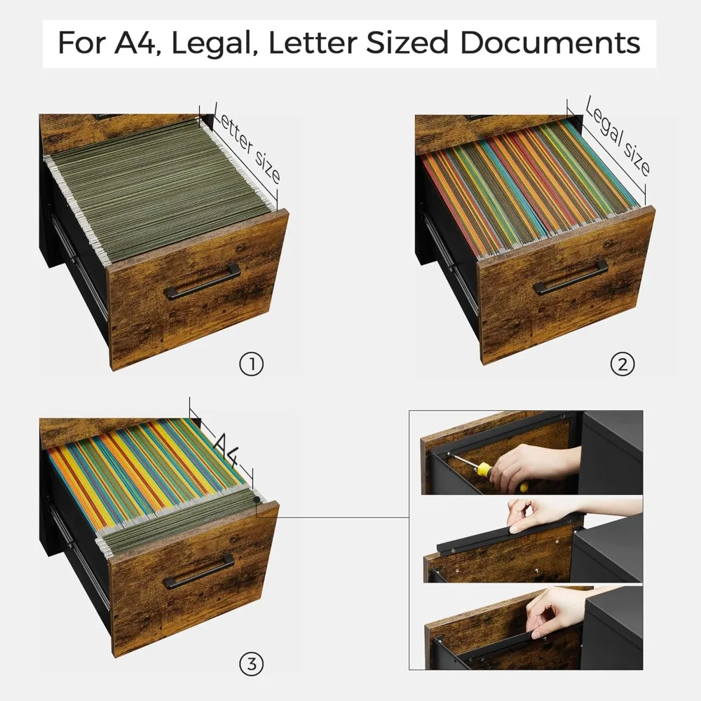 خزانة ملفات، تم تجميعها مسبقًا باستثناء العجلات والمقابض، خزانة ملفات مكتبية مع قفل، لـ A4، القانوني، المستندات بحجم الحروف #6