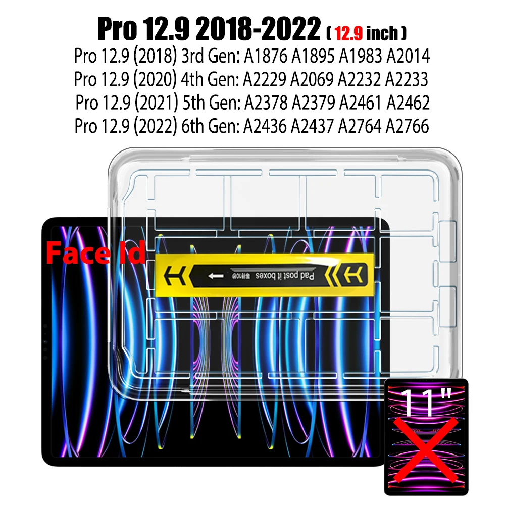 Gehärtetes Glas Displayschutzfolie für iPad Air 11 13 M4 M3 M2 Pro 11 13 M5 12.9 11. Gen. A16 10. Gen. 9. Gen. 8. Gen. 7. Gen. Air 5 4 3 10.2 10.5