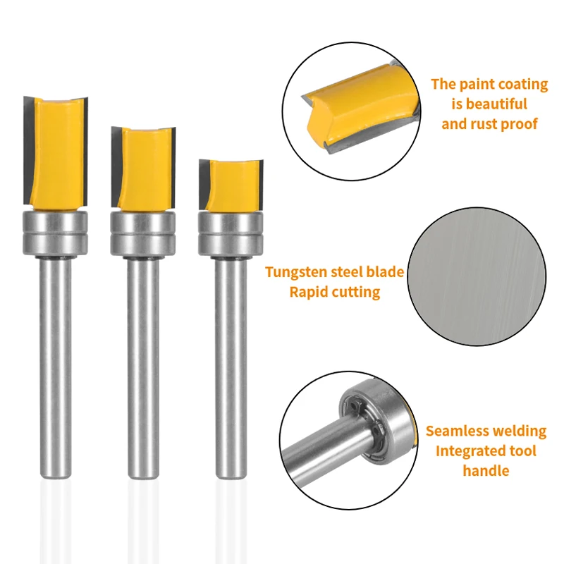 Imagem -06 - Único e Duplo Rolamento Carbide Cortador Shank Padrão Bit Flush Trim Bit Carpintaria Fresa para Bit de Madeira Face Mill mm