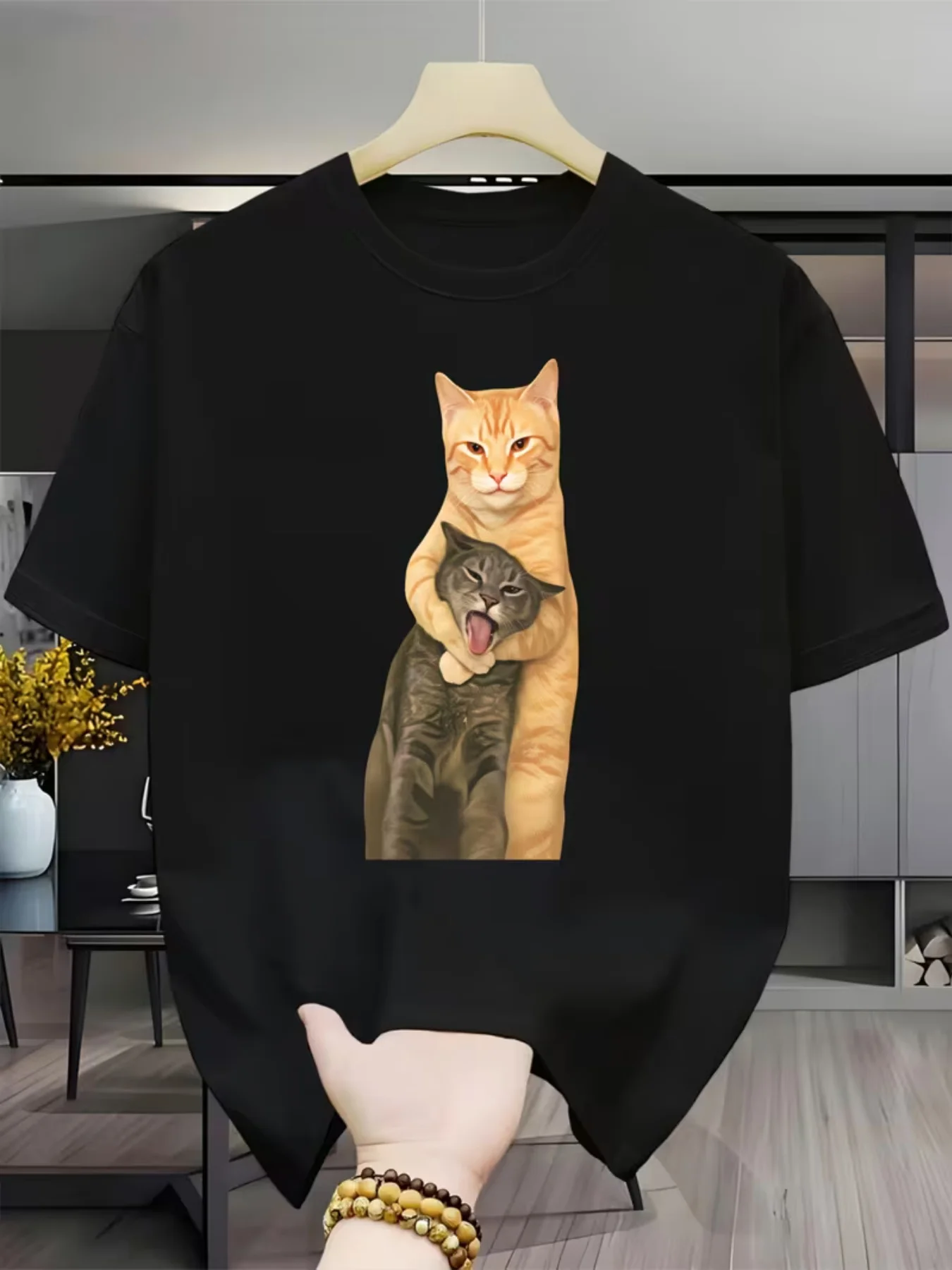 Funny Humor Novelty Meme Cats Lovers Gifts Men's T Shirt Women Cotton Tee Oversize Summer Streetwear Tops Loose Short Sleeve