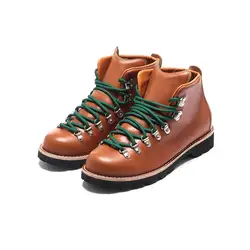 Outdoor Camping Hiking Retro Genuine Leather Working Wear Booties Top Layer Oil Wax Cowhide Platform Elevator Shoes