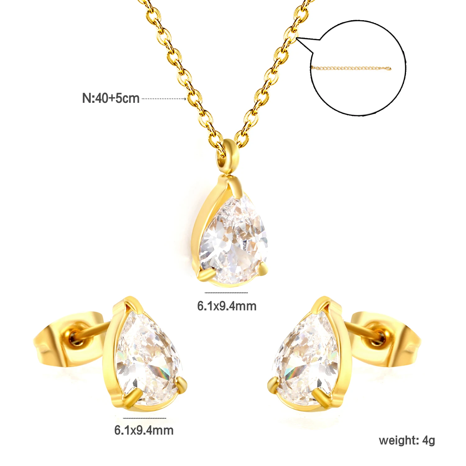 Women's Silver Color Cubic Zirconia Pendants Earring Jewelry Set