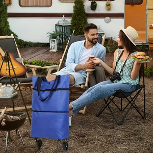 Oxford Folding Warenkorb, tragbarer Aufbewahrungsbeutel mit Rad, abnehmbar, Camping, wasserdicht, Supermarktwagen 12 Hauptverkaufskaufen - №7