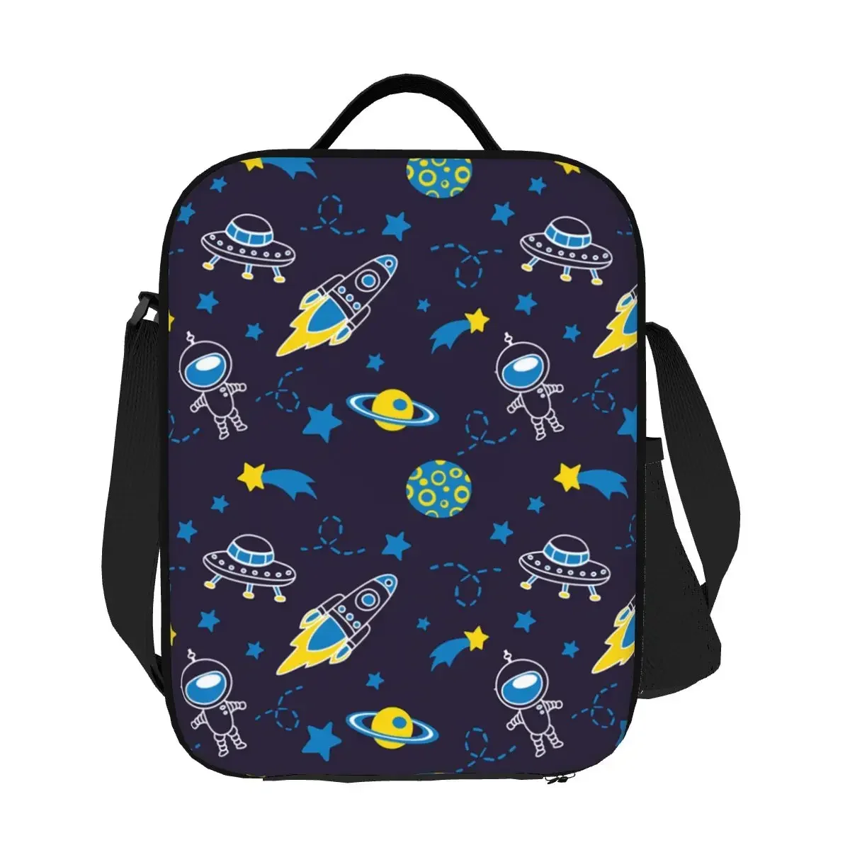 Space Spaceship Astronaut Portable Lunch Boxes Universe Planet Rocket Cooler Thermal Food Insulated Lunch Bag Kids School