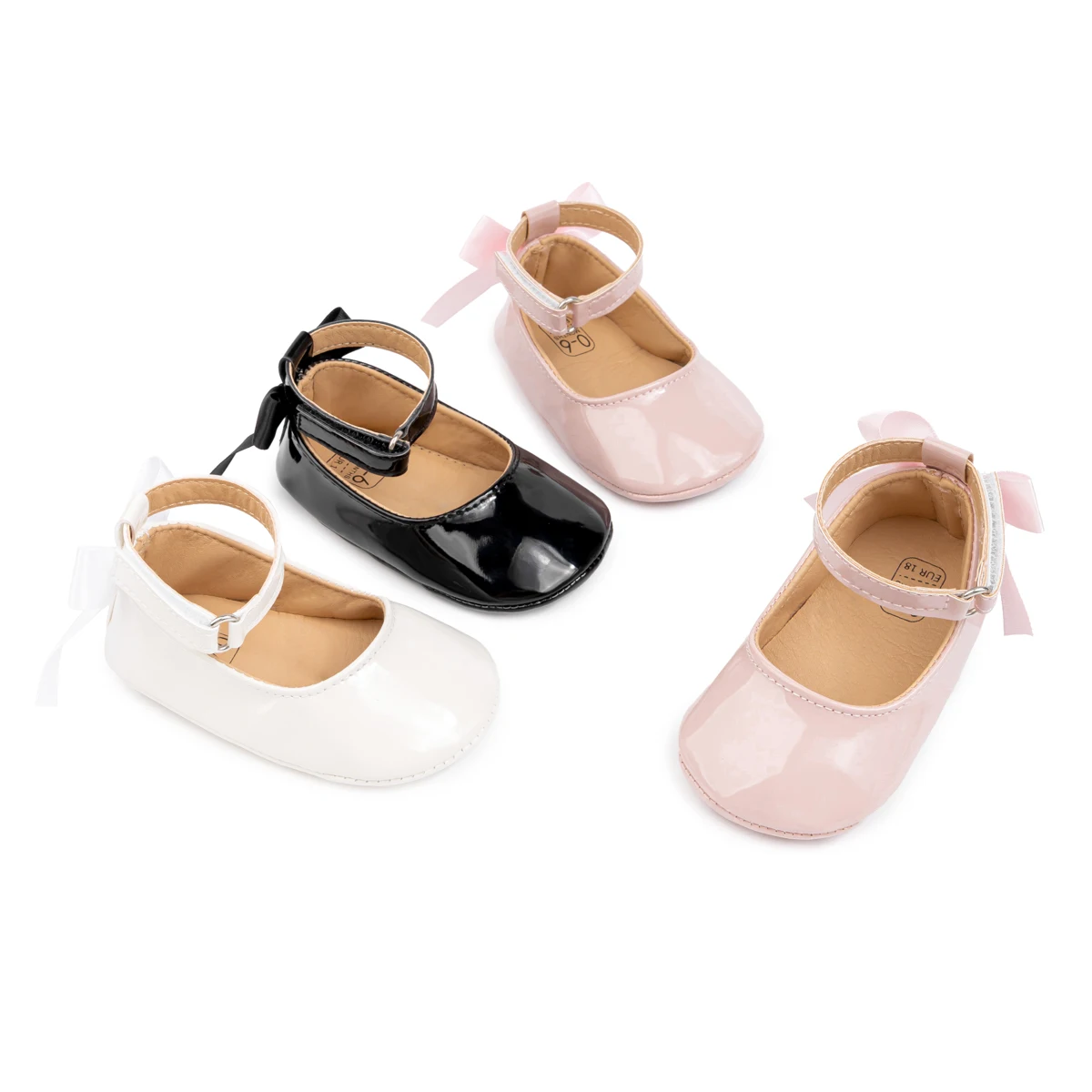 Baby Girls Mary Jane Flats Patent Leather Bow Princess Dress Shoes Non-Slip Soft Sole Infant Toddler Prewalker Party