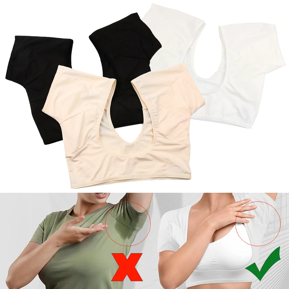 

T-shirt Shape Armpit Sweat Pads Women Underarm Sweat Protection Pads Washable Breathable Soft Elastic Dress Absorbing Deodorant