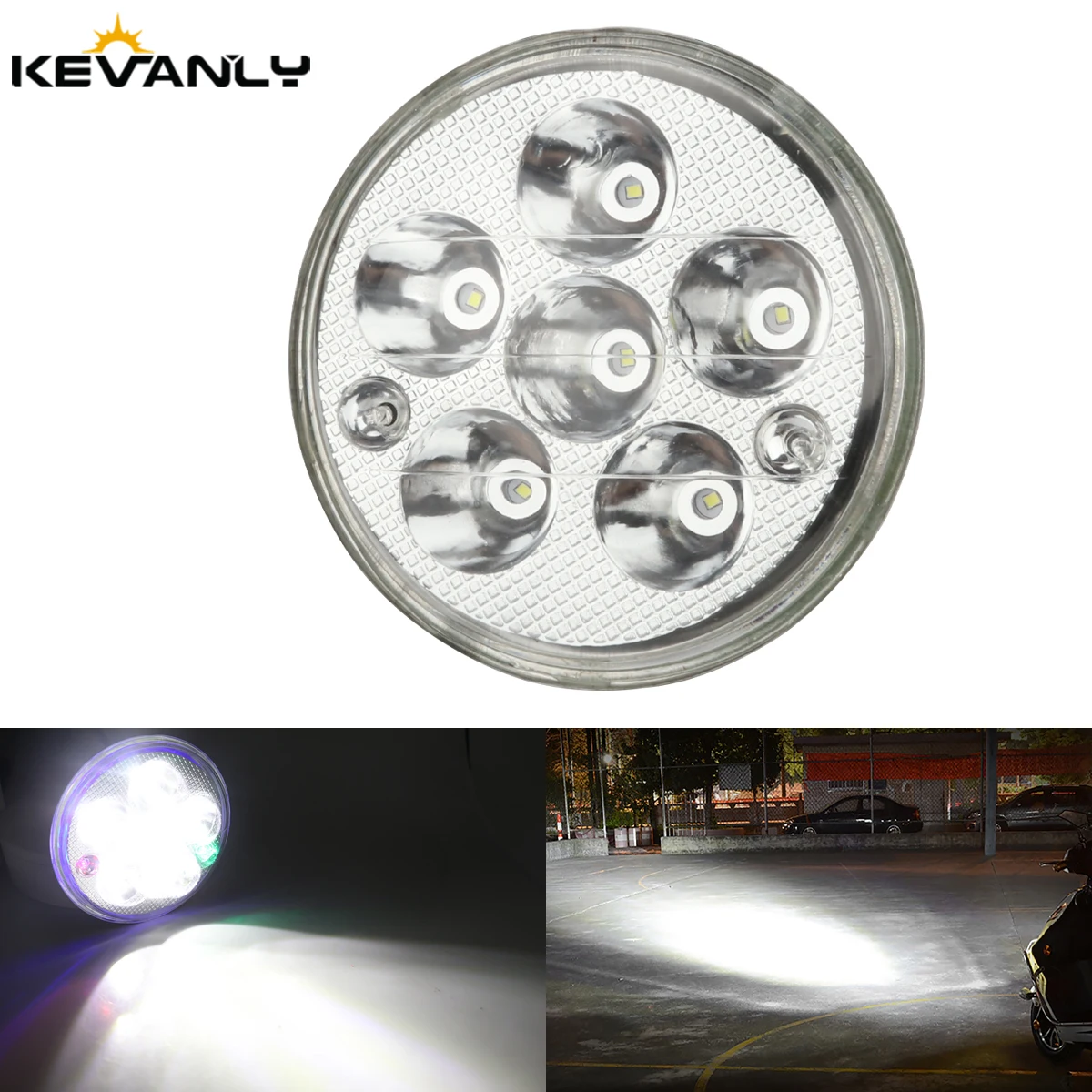 

6.3 inch 6 Beads LED Round Motorcycle Headlight With RGB Aperture High Low Beam Front Driving Lamp Motorbike Modified Accessori