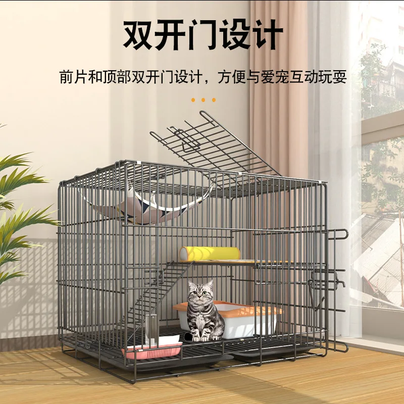 Cat Cage Home Villa with Toilet Indoor Super Folding Cat House Small Cage Cat Nest