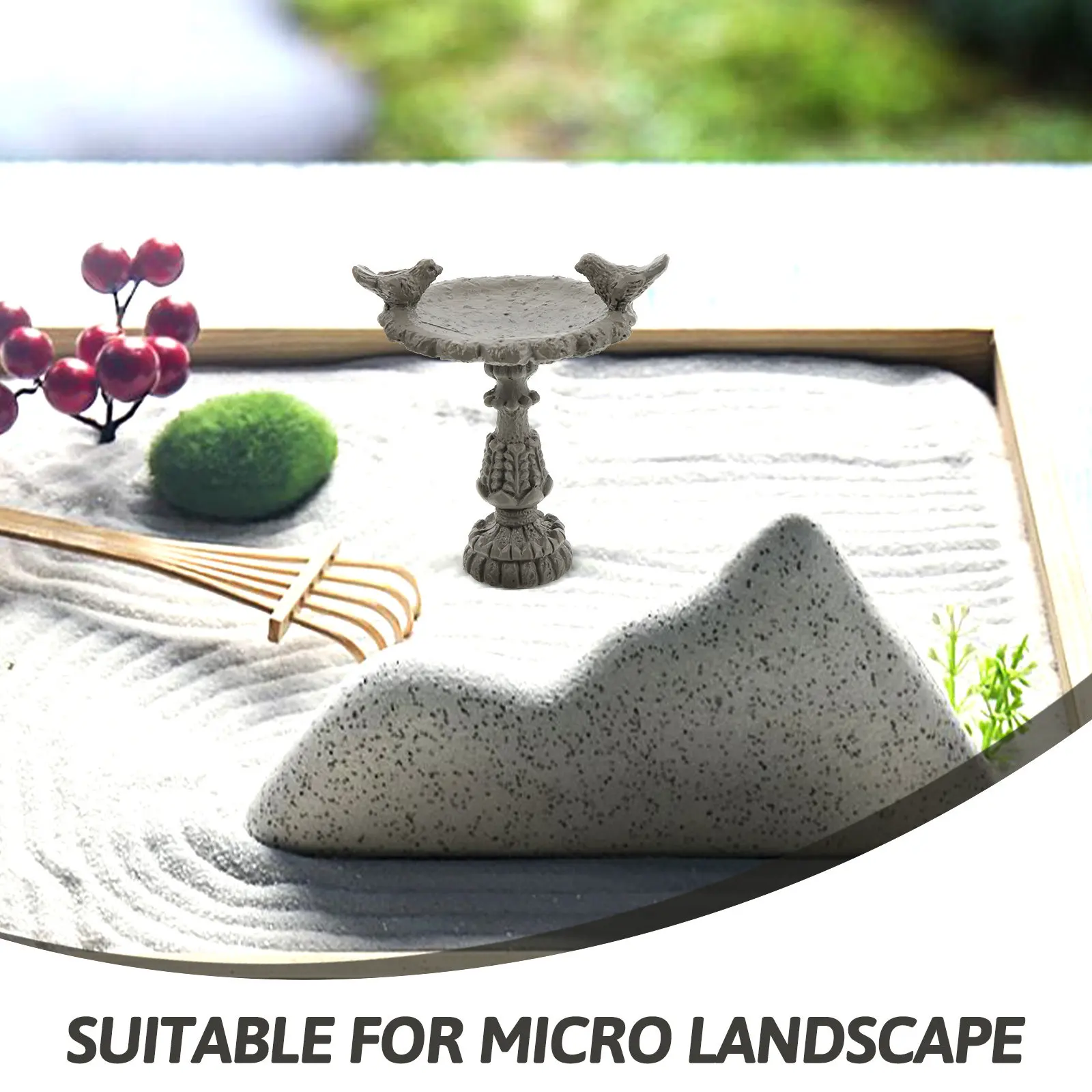 Mini Bird Pool for Garden Decoration – Khaki Micro Landscape Water Feature for Home & Outdoor Miniature Adornment