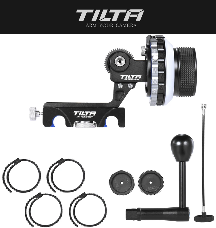 Tilta FF-T03 DSLR Follow Focus Kit Hard stop 15mm/19mm Rod clamp + Crank handle + 40mm whip for 5D2/5D3/D800