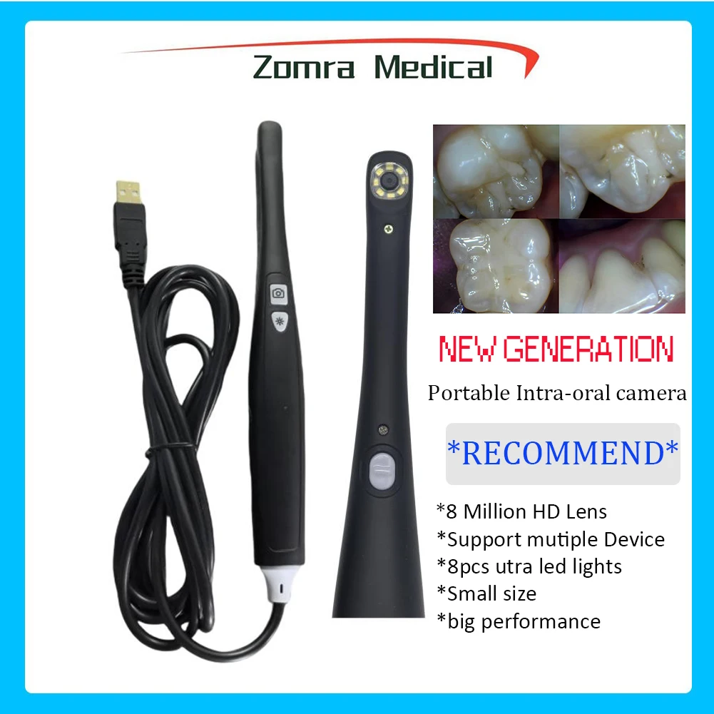 Портативная оральная камера, сканирование стоматологического экзамена, ручной внутриротовой сканер, USB-соединение, эндоскоп для домашних животных и стоматологов, цвет черный