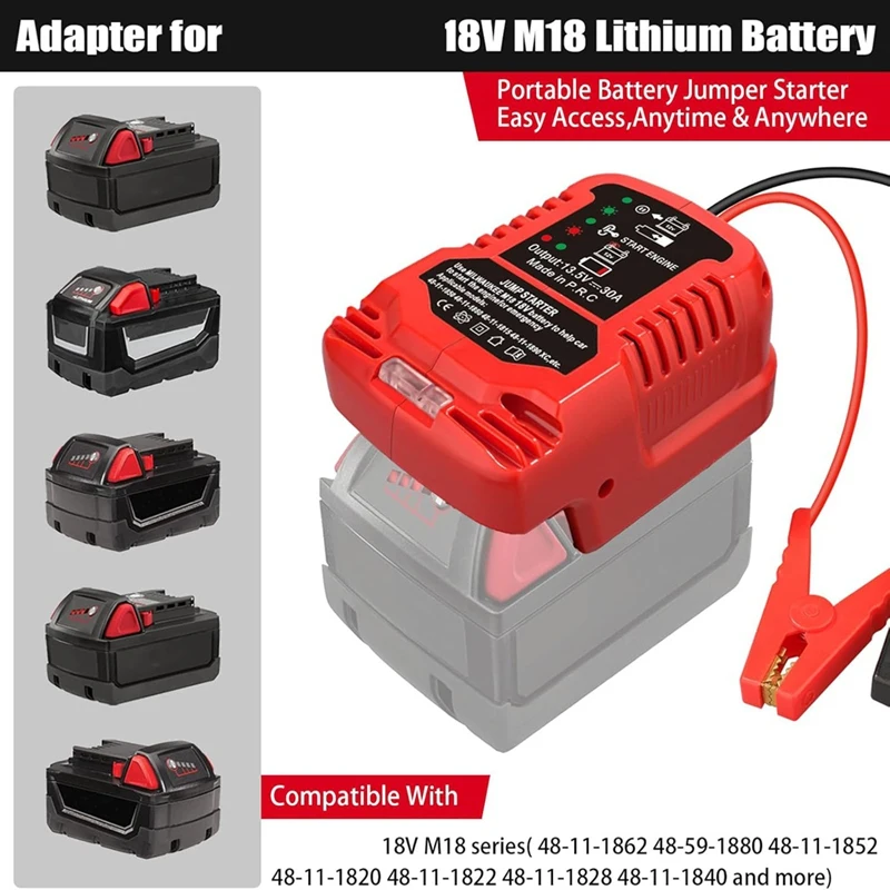 Cavi Jumper Jump Kit per Milwaukee M18 18V, cavo 11AWG batteria di alimentazione 18V, cavo Booster automatico adattatore di avviamento di emergenza