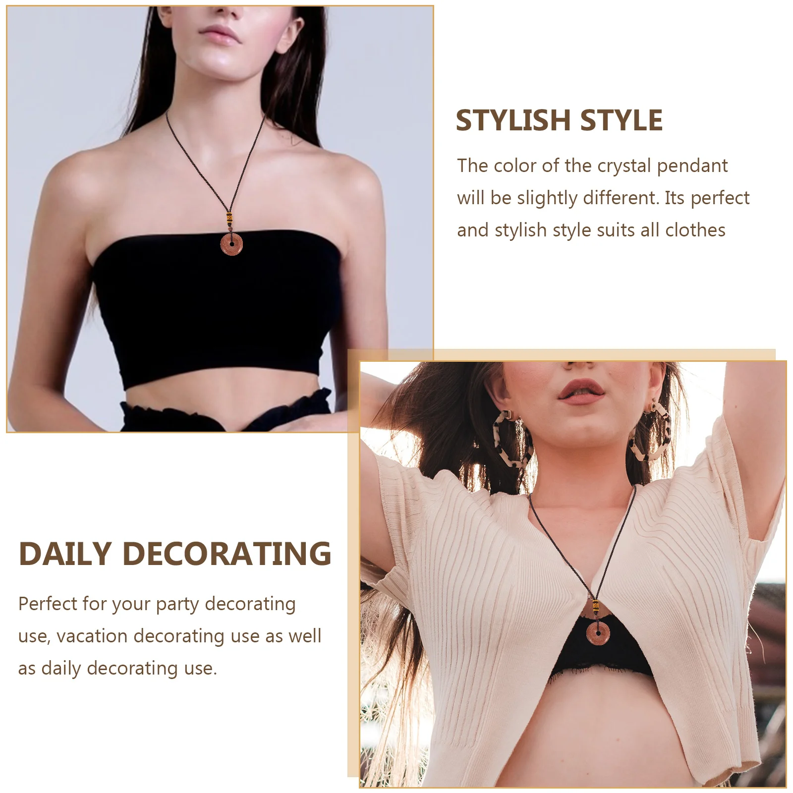 

Piety Stone Pendant Necklace Natural Crystal Pendant Necklace Crystal Decor Delicate Sweater Chain Daily Wear Jewelry Gift