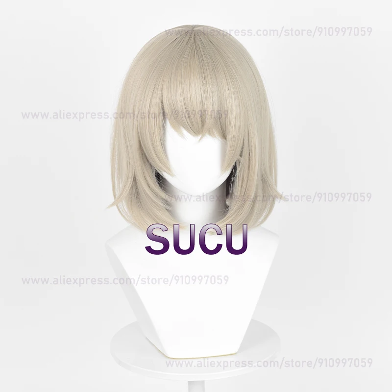 Parrucca Cosplay Falin Anime Delicious in Dungeon 35cm capelli corti da donna in oro grigio Falin parrucche sintetiche resistenti al calore