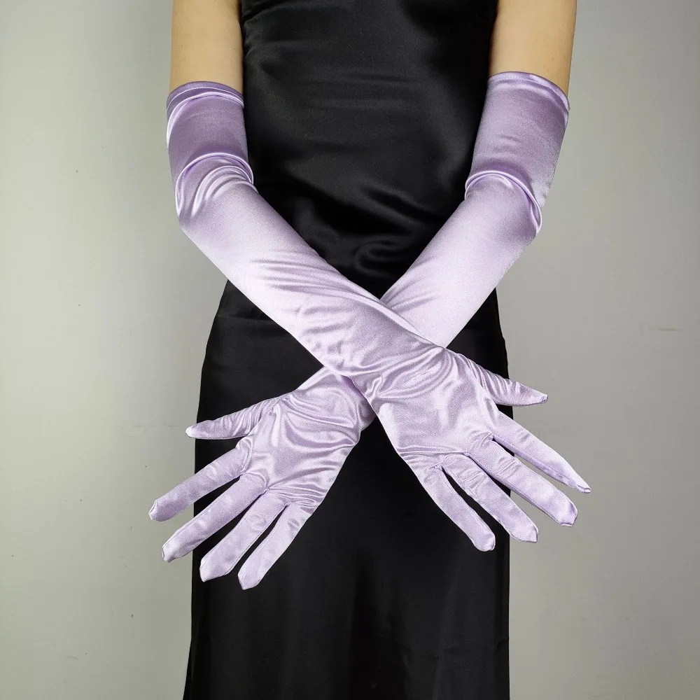 

Women's Elegant Long Satin Glove 55CM Candy Color Sunscreen Driving Glove Vintage Female Spring Summer Photograph Party Glove