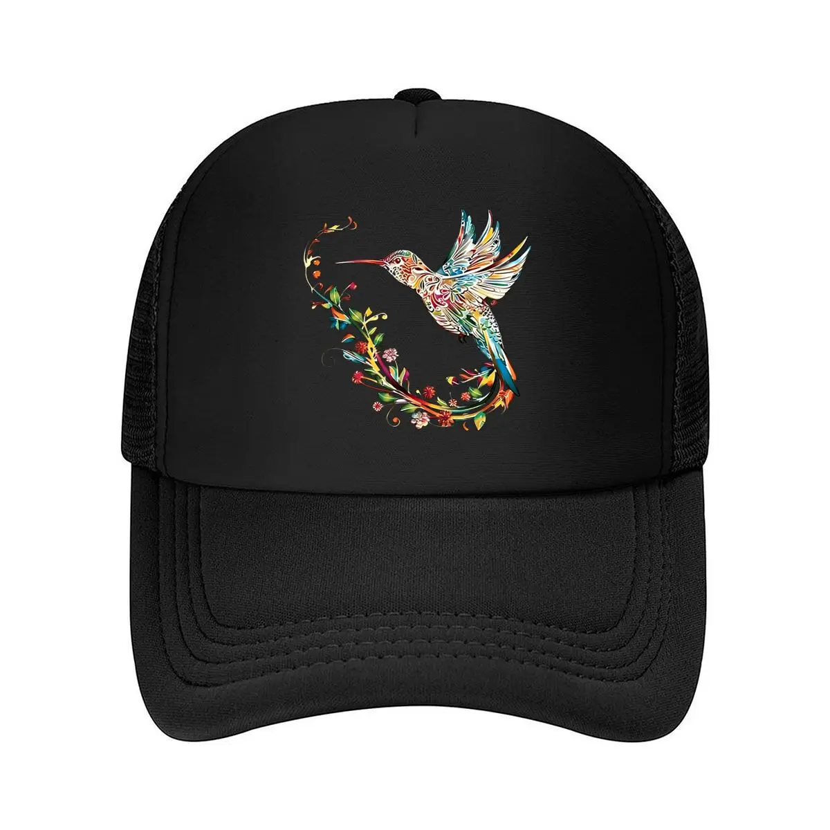 Rainbow Hummingbird Print Baseball Cap Unisex Soft-Top Casual Hat with Curved Brim _ Breathable, All 2026 Mesh Baseball Cap