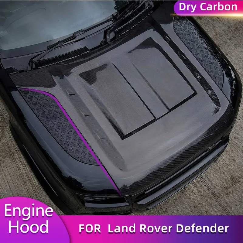 Prepreg Dry Carbon Front Engine Hood Cover For Land Rover Defender 110 L663 Utility 4-Door 2020-2023 Car Engine Bonnet Body Kit