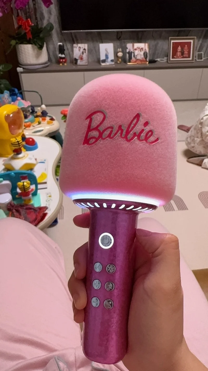 Genuine Maoking Barbie Co-Branded Wireless Bluetooth Karaoke Mic All-In-One Speaker Dream It Do It Barbie Anime Peripheral Toy view 5